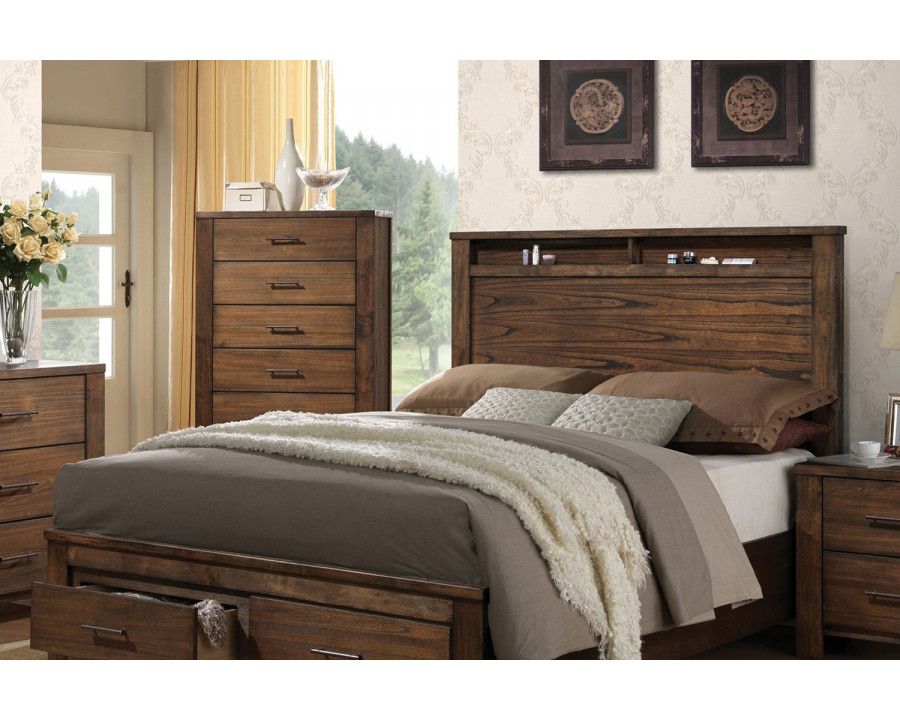 ACME - Merrilee Oak Panel Storage Bed