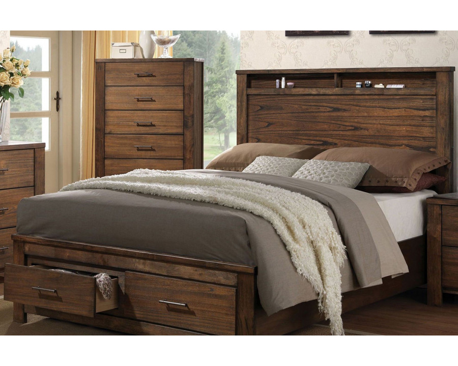 ACME Merrilee Oak Panel Storage Bed - Queen Size