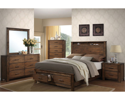 ACME Merrilee Oak Panel Storage Bed - Queen Size