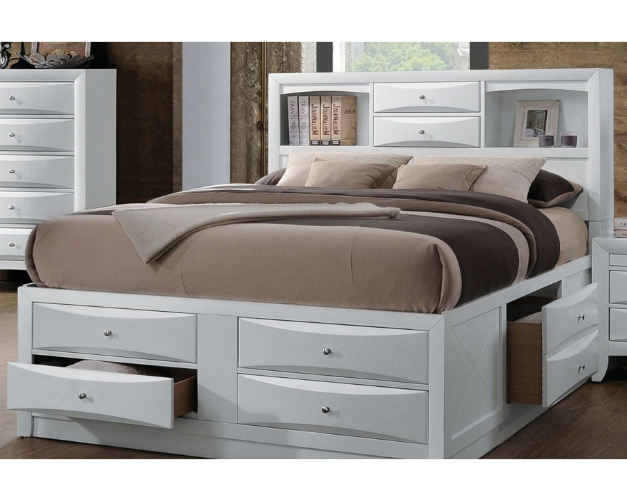 ACME Ireland Bookcase Storage Bed - White, Full Size