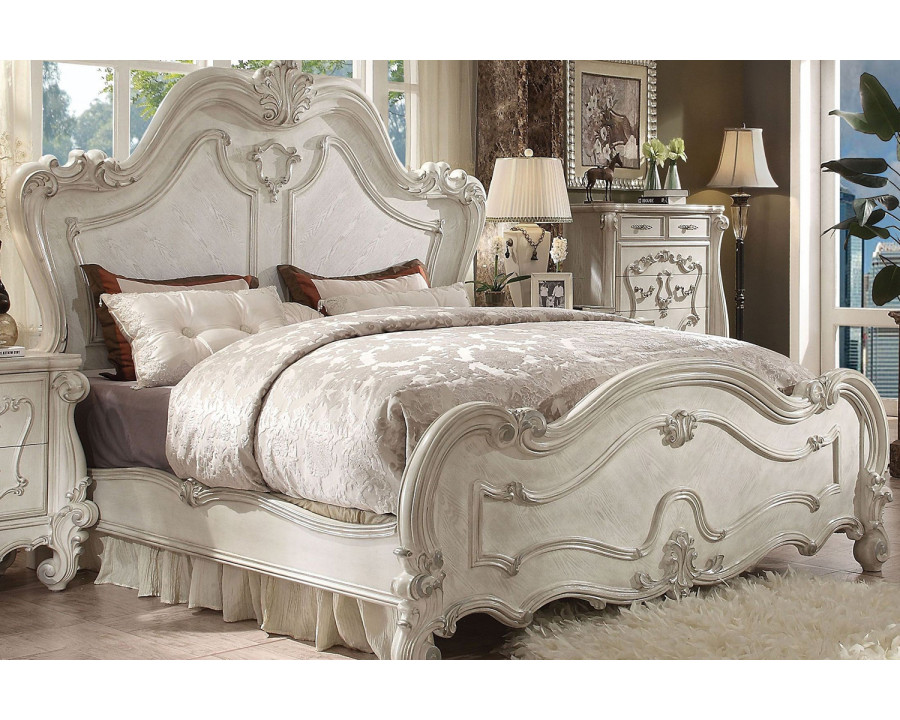 ACME Versailles Panel Bed - Bone White, King Size