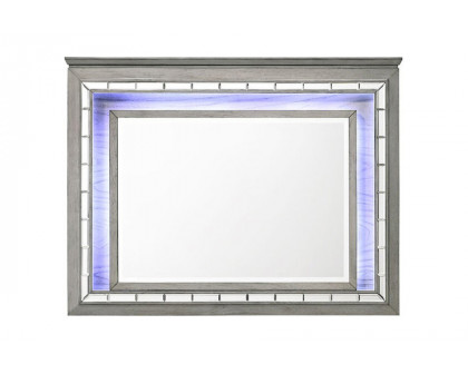 ACME - Antares Mirror with Led in Light Gray Oak