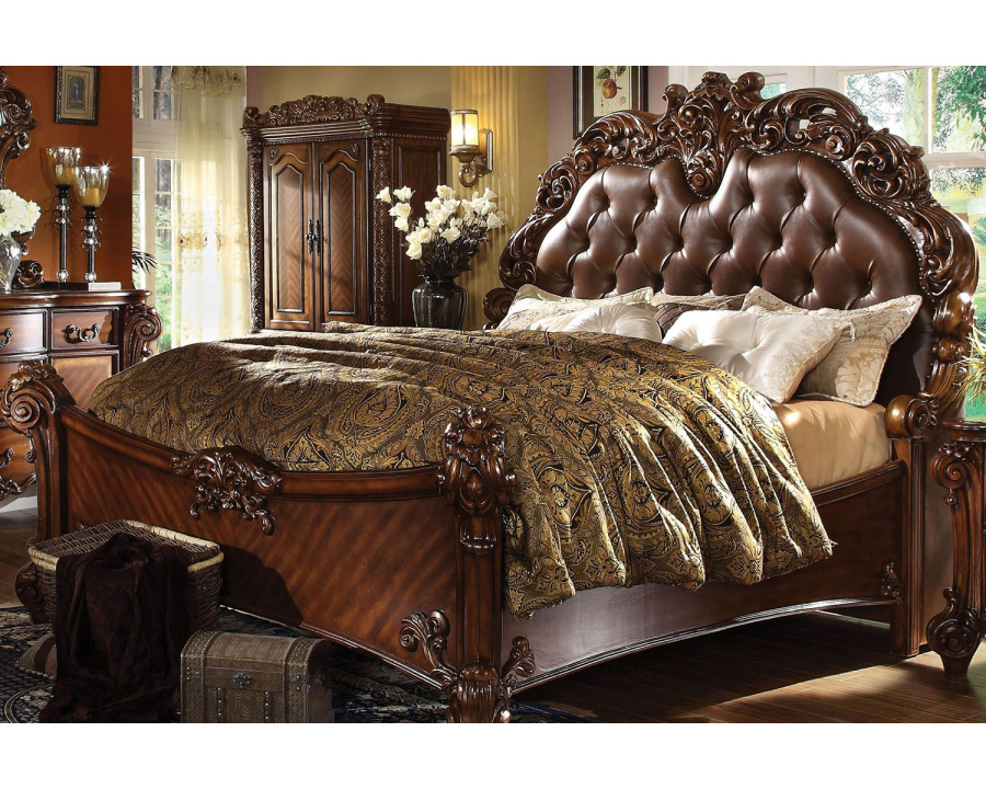 ACME Vendome Upholstered Panel Bed - Cherry Brown, King Size