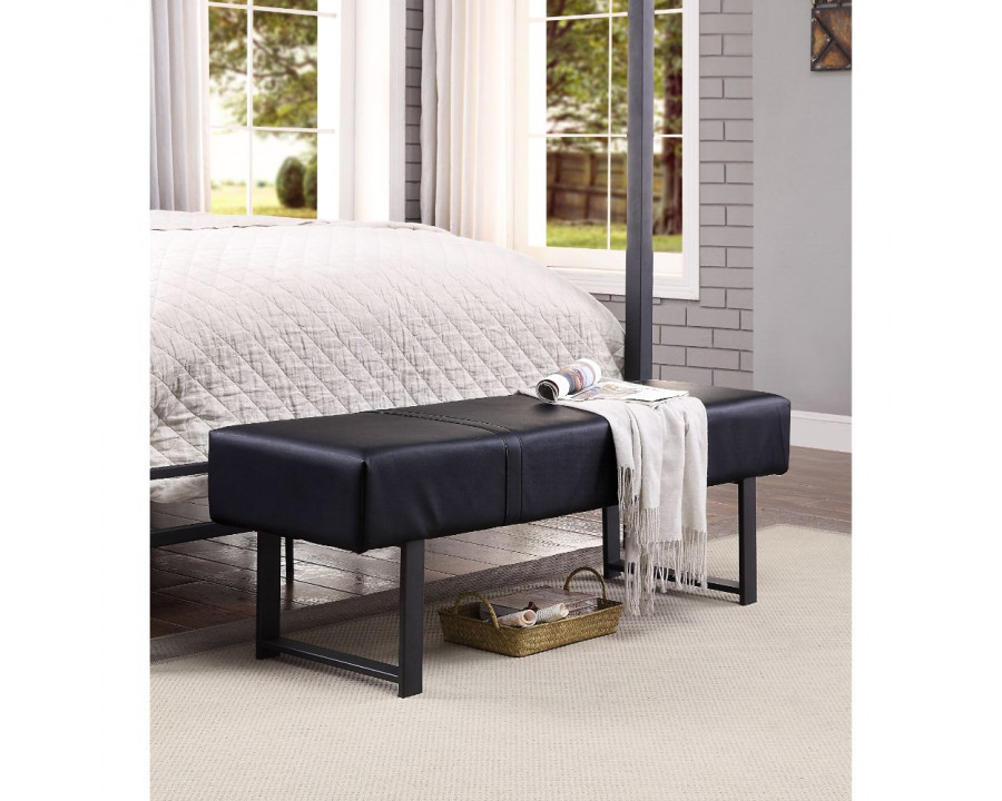 ACME - Baara Bench in Black PU/Sandy Gray