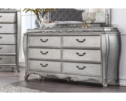 ACME - Leonora Dresser with Jewelry Tray in Vintage Platinum