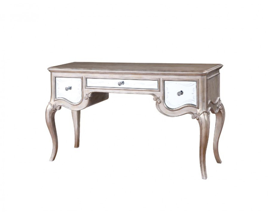 ACME - Esteban Vanity Desk in Mirrored/Antique Champagne