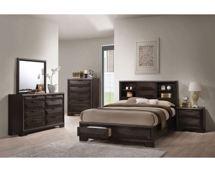 ACME - Merveille Espresso Bookcase Storage Bed