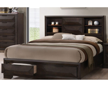 ACME - Merveille Espresso Bookcase Storage Bed