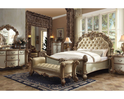 ACME Vendome Upholstered Panel Bed - Bone Gold Patina, California King Size