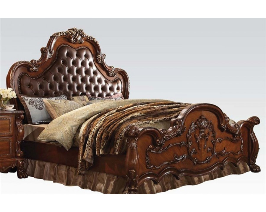 ACME - Dresden Upholstered Bed Cherry Oak