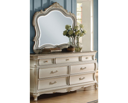 ACME - Chantelle Dresser with Granite Top in Pearl White