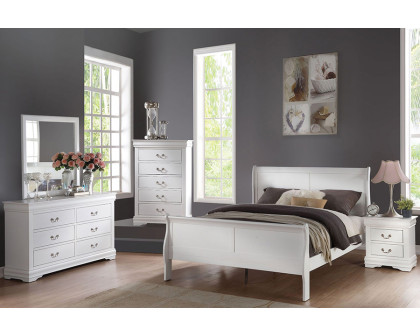 ACME Louis Philipe Sleigh Bed - White, King Size