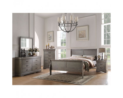 ACME Louis Philippe EK Bed - Antique Gray