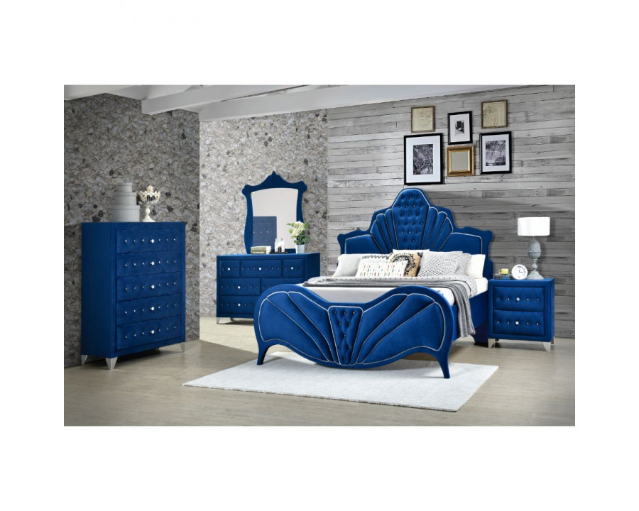 ACME Dante Queen Bed - Blue Velvet