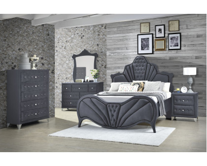 ACME Dante EK Bed - Gray Velvet