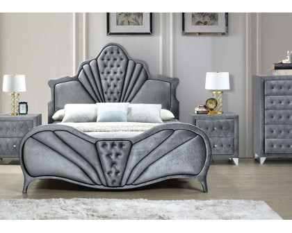 ACME Dante EK Bed - Gray Velvet