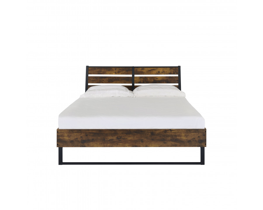 ACME Juvanth Eastern King Bed - Rustic Oak/Black