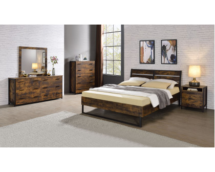 ACME Juvanth Eastern King Bed - Rustic Oak/Black