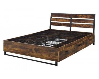 ACME Juvanth Queen Bed with Storage - Rustic Oak/Black