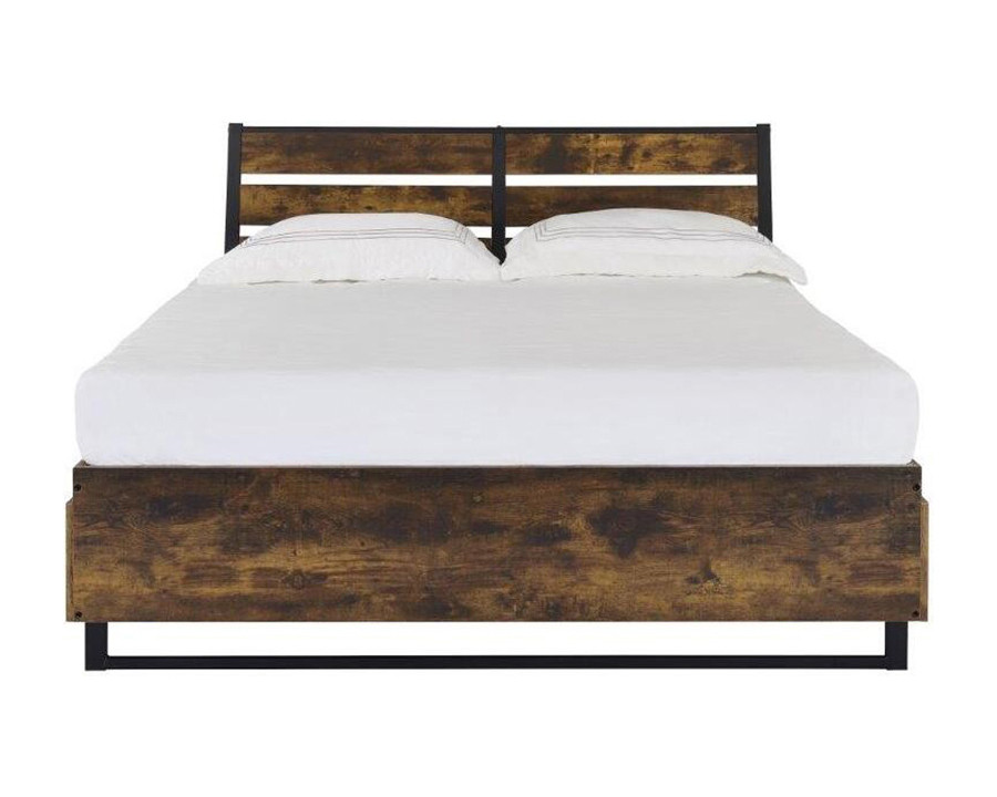 ACME Juvanth Queen Bed with Storage - Rustic Oak/Black