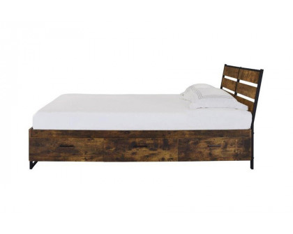 ACME Juvanth Queen Bed with Storage - Rustic Oak/Black