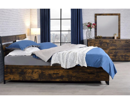 ACME Juvanth Queen Bed with Storage - Rustic Oak/Black