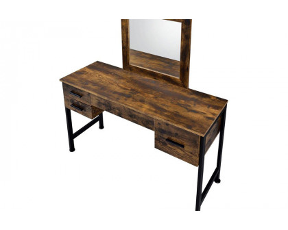 ACME - Juvanth Vanity Desk & Mirror in Rustic Oak/Black