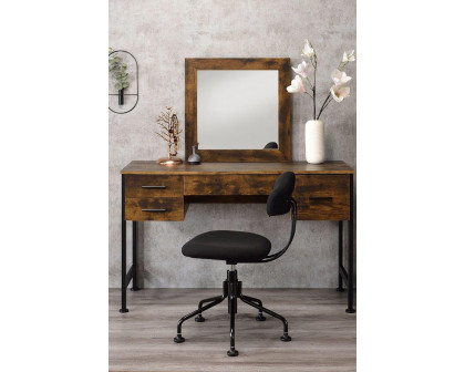 ACME - Juvanth Vanity Desk & Mirror in Rustic Oak/Black