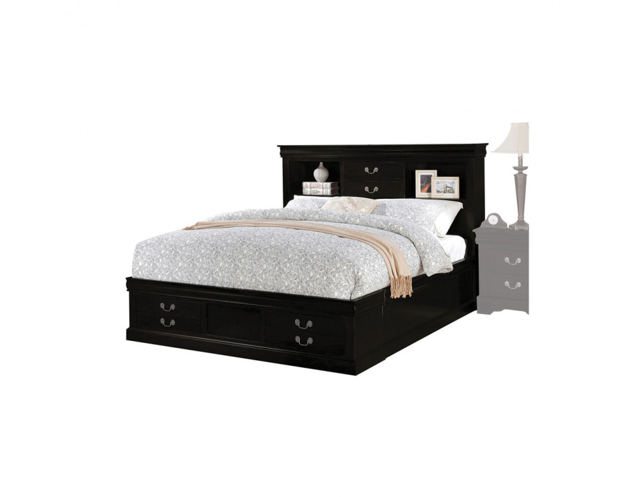 ACME Louis Philippe III EK Bed with Storage - Black