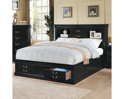 ACME Louis Philippe III EK Bed with Storage - Black