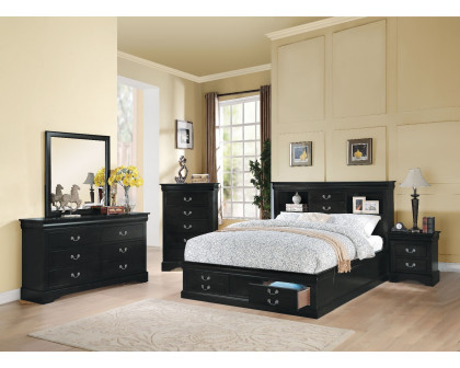 ACME Louis Philippe III EK Bed with Storage - Black