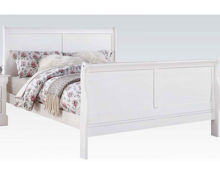 ACME Louis Philipe III Sleigh Bed - White, King Size