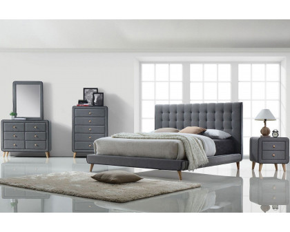 ACME - Valda Light Gray Platform Upholstered Bed