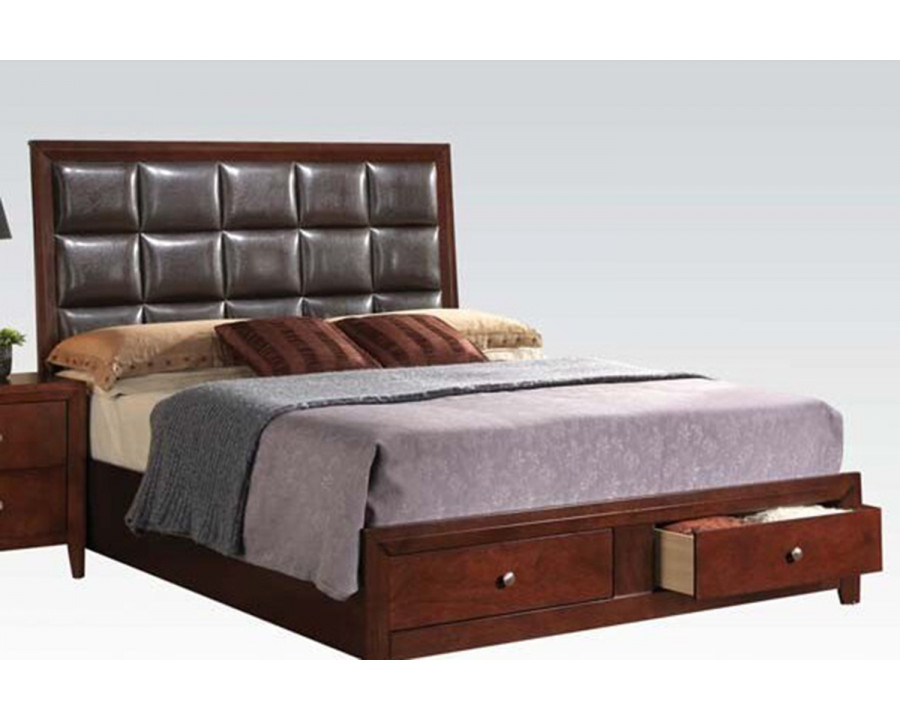 ACME - Ilana II Queen Bed with Storage in Brown Cherry