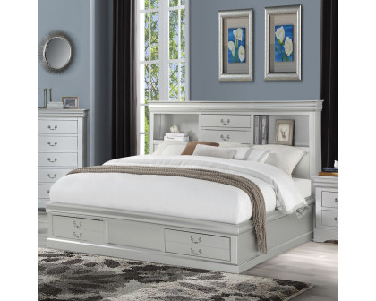 ACME Louis Philippe III Queen Bed with Storage - Platinum