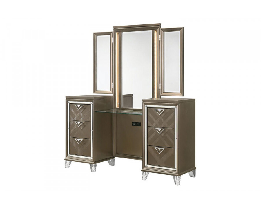 ACME - Skylar Vanity Desk with Mirror in Champagne