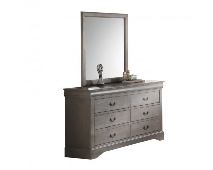 ACME - Louis Philippe III Gray Mirror in Antique Gray