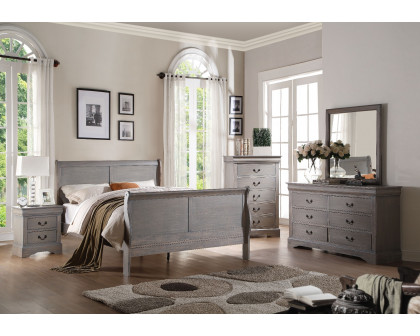 ACME Louis Philippe III Twin Bed - Antique Gray