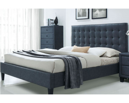 ACME - Saveria 2 Tone Gray Upholstered Platform Bed