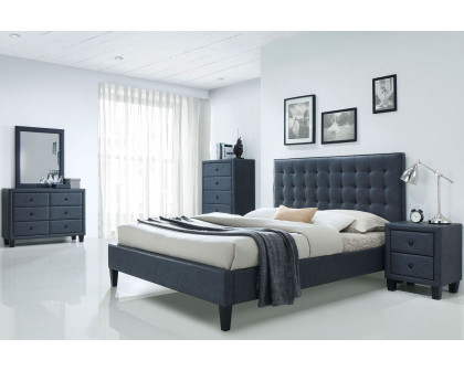 ACME Saveria 2 Tone Gray Upholstered Platform Bed - King Size