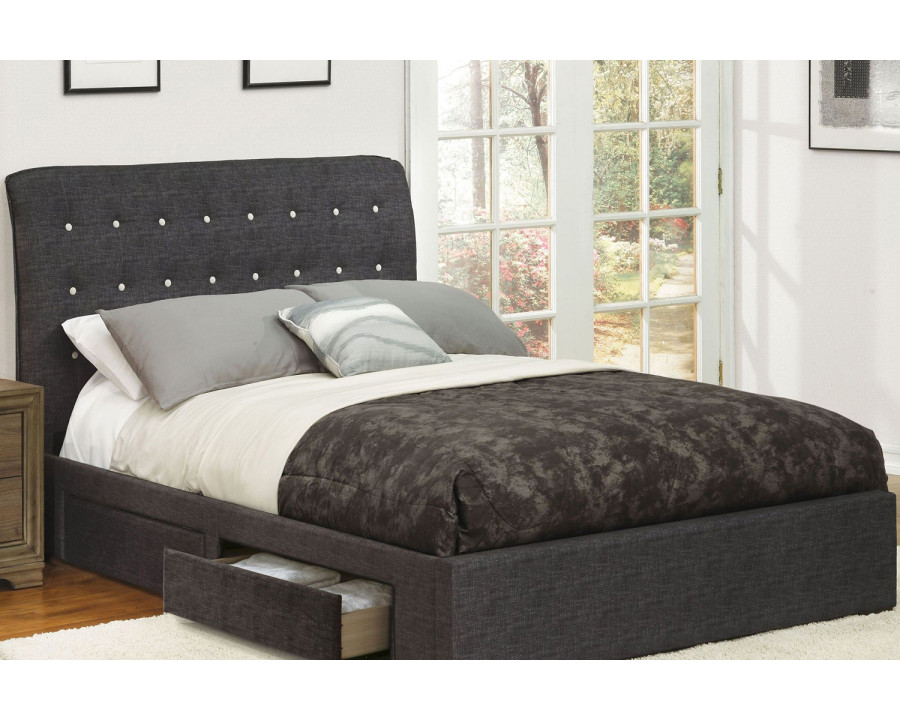 ACME Drorit Dark Gray Upholstered Platform Storage Bed - King Size