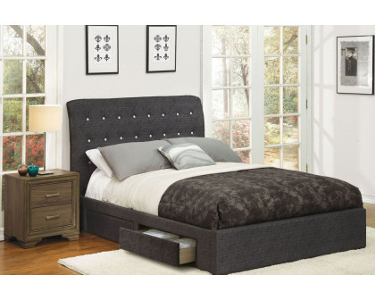 ACME Drorit Dark Gray Upholstered Platform Storage Bed - King Size