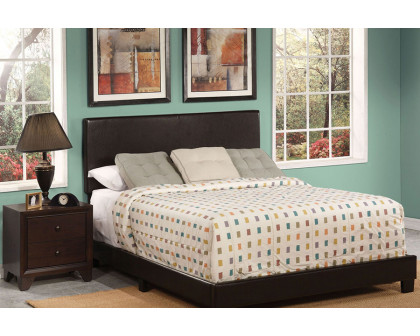 ACME Lien Upholstered Platform Bed - Espresso, Queen Size