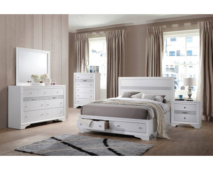 ACME Naima Panel Storage Bed - White, Eastern King Size