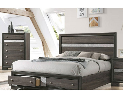 ACME Naima Storage Bed - Gray, King Size