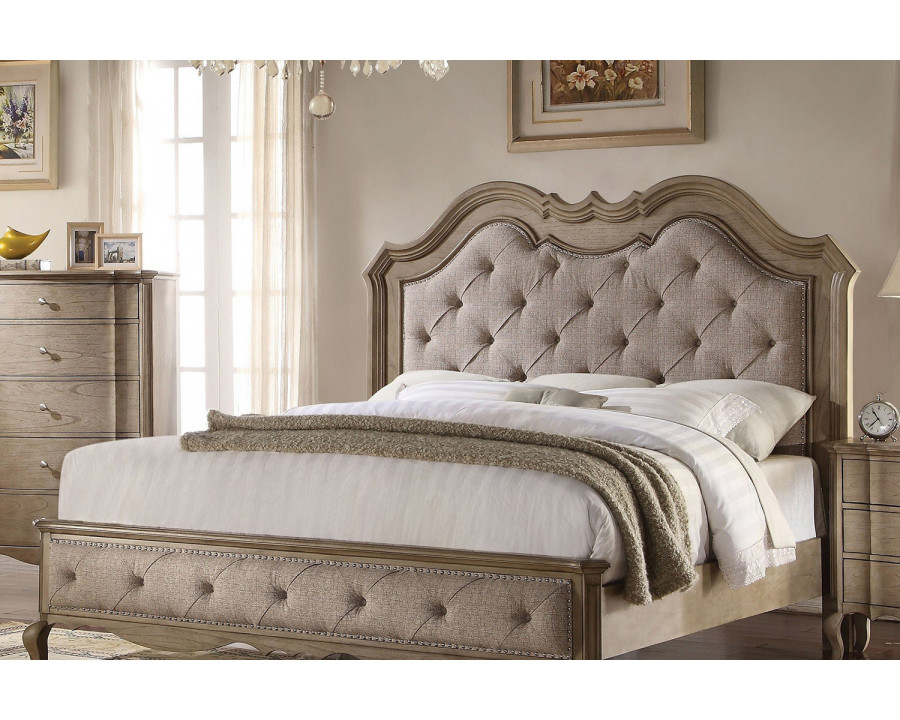 ACME Chelmsford Upholstered Bed Antique Taupe - King Size