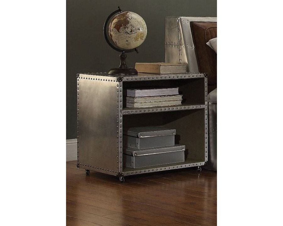 ACME - Brancaster Nightstand with USB in Aluminum