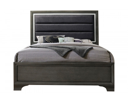 ACME - Carine II Gray Upholstered Panel Bed