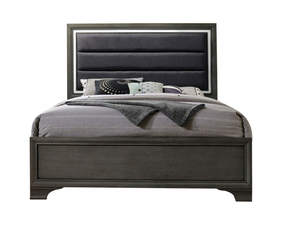 ACME Carine II Gray Upholstered Panel Bed - King Size