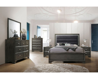 ACME Carine II Gray Upholstered Panel Bed - King Size